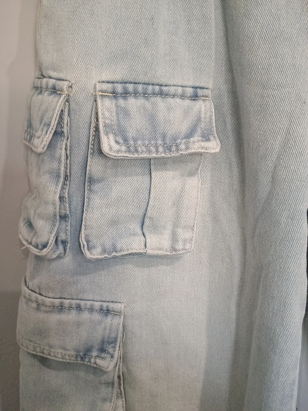 Kids Light Blue Cargo Jeans with Multi-Pocket Design